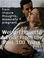 From please and thank you to knowing which fork to use at a dinner party, manners are important. But back when etiquette reigned supreme, there were more than a few dos and don'ts that now seem utterly insane. From women wearing their hair to the right way to how to behave at a wedding, here is the weirdest etiquette advice from the past 100 years. 